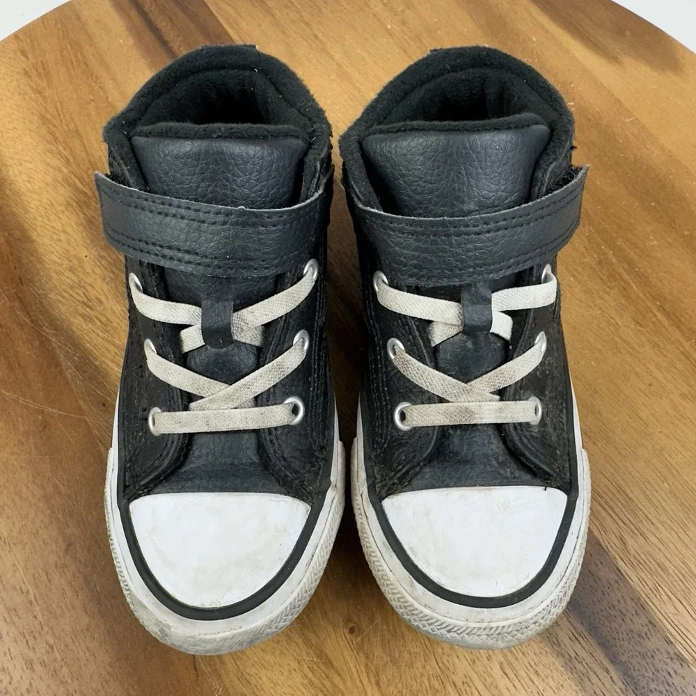Little Kids Converse Chuck Taylor All Star Mid TD Black Leather Boots Size 10 C